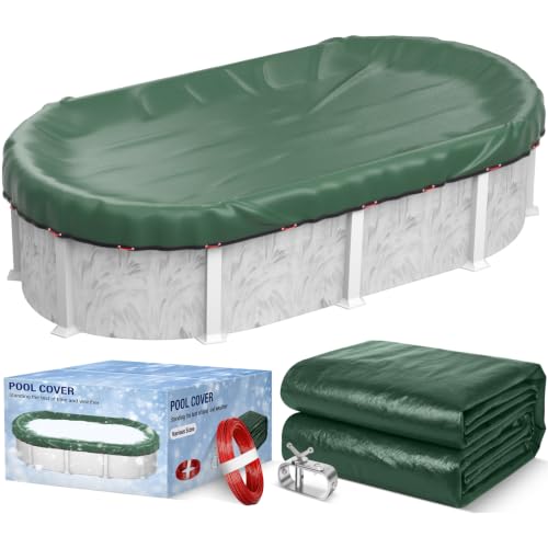 18 x 33 FT Oval Winter Pool Cover 500D Extra Thick Above Ground Pool Cover by TIXANF - Used condition - US$96.19
