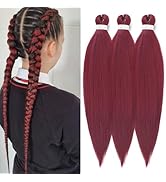 Burgundy Braiding Hair Pre Stretched 26 inch 3 packs Knotless EZ Braiding Hair Extensions Wine Re...