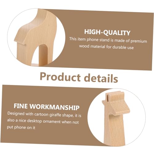 VILLCASE Cell Phone Stand, Wooden Giraffe Shape Phone Holder, Smartphone Stand Cellphone Holder Support for All Mobile Phones Animal Phone Stand Desk Ornament - Image 2