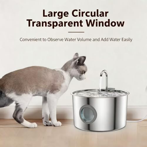 Fuente de agua para gatos acero inoxidable recargable miniatura 5