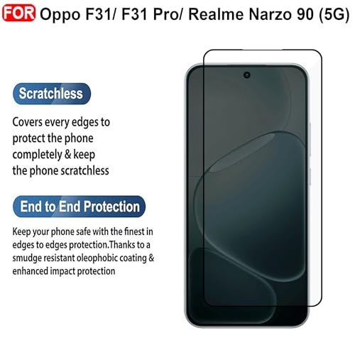 Image of CEDO Tempered Glass for Oppo F31 / F31 Pro (5G) | Screen Protector Full HD Quality Tempered Glass Anti-Scratch Edge to Edge Coverage with Easy Installation Kit (Black)