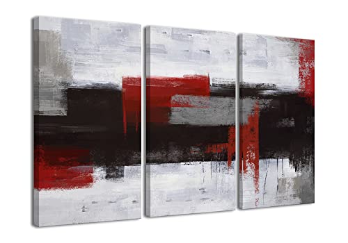 Red Abstract Wall Art-Abstract Picture 3 Piece Canvas Print Wall Painting Modern Artwork Canvas Wall Art for Living Room Home Office Decor