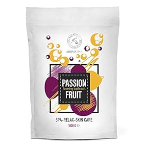 Foaming Bath Sea Salt Passion Fruit 1000g – Bubble Bath Salts with Almond & Grape Seed Essential Oil & Passion Fruit Extract for Bath Soak – Relaxing Bath – Relaxation – Aromatherapy Bath Salts