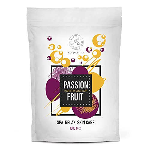 Foaming Bath Sea Salt Passion Fruit 1000g – Bubble Bath Salts with Almond & Grape Seed Essential Oil & Passion Fruit Extract for Bath Soak – Relaxing Bath – Relaxation – Aromatherapy Bath Salts