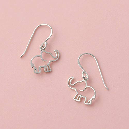 Boma Jewelry Sterling Silver Open Elephant Outline Animal Dangle Earrings3