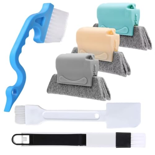 Xemnys Kit de cepillo de limpieza de ranuras de ventana Cepillo de limpieza de grietas de riel de puerta corredera Herramientas manuales de limpieza de ranuras y huecos para espacios pequeños