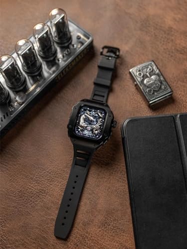 Boîtier de montre en acier inoxydable 49mm et bracelet caoutchouc fluoré iWatch