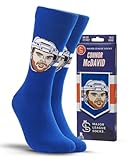 Major League Socks - Hockey Socks for Men & Women, NHL Team EDMONTON OILERS - CONNOR MCDAVID (Blue Edition), Merchandise Gift for Sports Enthusiasts on All Occasions, Hockey Socks Adult - Size 7-13