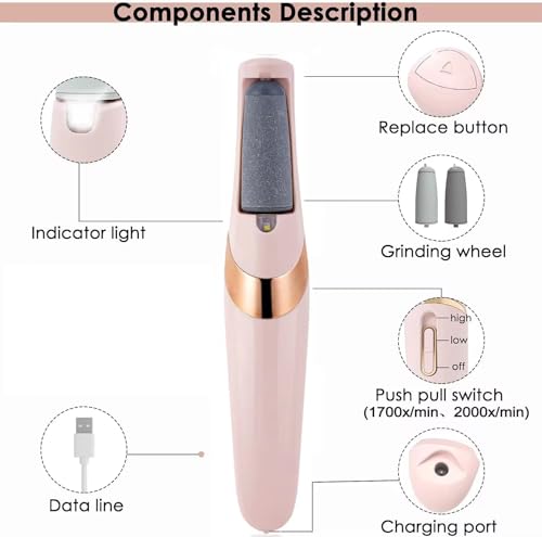 Râpe électrique pieds rechargeable rose avec deux rouleaux interchangeables - 3
