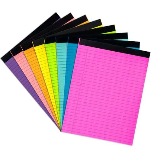 Magecubiku Colored Legal Pads 8.5 x 11 inches 8 Pack,70 GSM/19 LB Rainbow Wide Ruled Writing Pad...