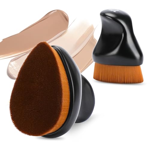 Foundation Makeup Brush,Kabuki Bronzer Brush for Blending Liquid, Cream Cosmetics with Ergonomic Handle (Matte Black)