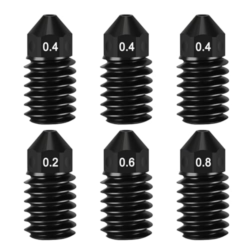 HIKUDIY 6Pcs Hardened Steel Nozzles for Bambu Lab A1/A1 Mini, Extruder Hotend Replacement Nozzles for A1/A1 Mini 3D Prin