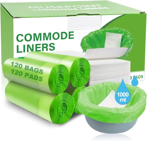 XUEPETT 120 Pack Commode Liners with 120 Super Absorbent Pads