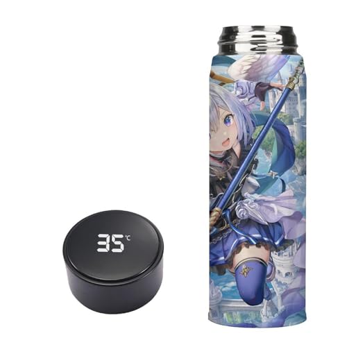 VTUBER ホロライブ 水筒 LED温度表示 保温 直飲み 軽量 誕生日 魔法瓶 ウォーターボトル 保温する 大容量 水カップ コップ 500ML