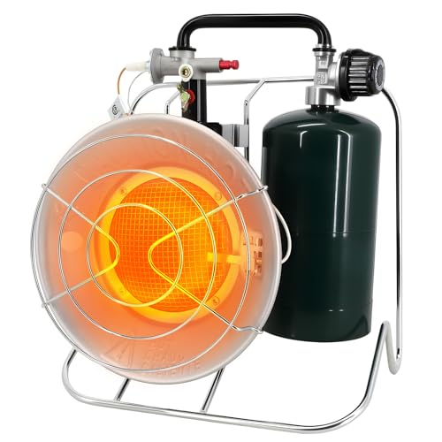 Breeze Touch 15,000 BTU Multi-Use Propane Outdoor Heater with Framed Handle, Tank Top Propane Radiant Heater with 3 Heating Modes for Camping, Fishing, Hunting, Tent, Patio