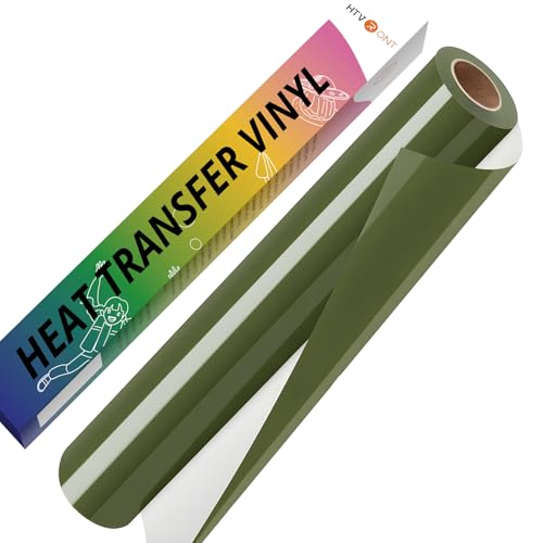 HTVRONT Olive Green HTV Vinyl Roll - 12" x 10ft Olive Green Iron on Vinyl for All Cutting Machines, Heat Transfer Vinyl Rolls for t Shirts - Easy to Cut & Weed for Heat Vinyl Design