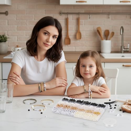 Image of SANNIDHI DIY Bracelet Making Kit Clay Disc Clay Alphabet Beads for Bracelet Making Set for Adults Girls 7-14 Years Beaded Craft Kit for DIY Necklaces Ankle Chain Phone Charms
