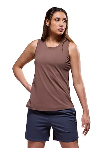 Image of TECHNOSPORT Women Solid Slim Fit Round Neck Tank Top with Cotflex for Gym, Sports and Regular Use
