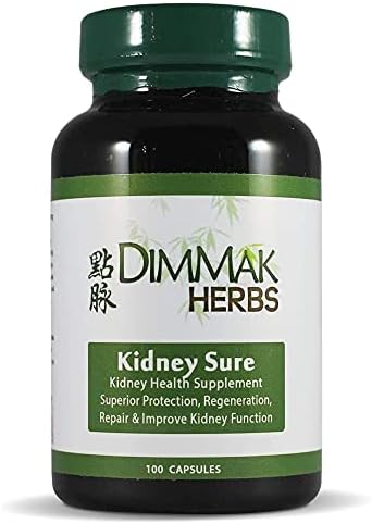 Kidney Sure Health Supplement by Dimmak Herbs | Chinese Herb Kidney Blend Detoxifier + Regenerator for Health, Care + Protection – 100 caps 400mg
