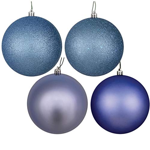 Vickerman 1" Periwinkle 4-Finish Plastic Ball Ornament Assortment, 2 Boxes of 18