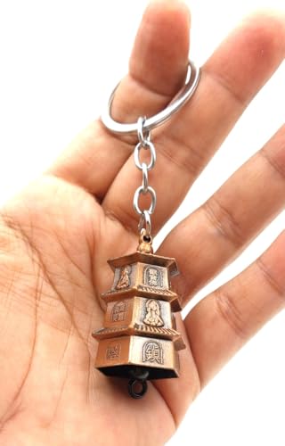 Image of Classic Antique Tibetan Temple Bell Shaped Keyring for Gift Gaurdian bell for Car Bike Bags Metal Key ring Key Chain Bag Charm Gift
