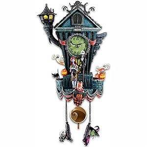 FLQHU The Nightmare Before Christmas Koukklok, wandklok, koeklok voor Halloween, wandklok, kuckukklok, wandbehang…