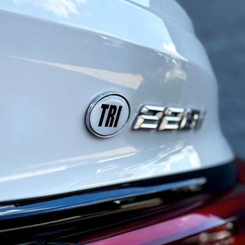 Image of Elektroplate 2 Mini Triathlon Black and White OEM Chrome Emblems for Motorcycles, Watercrafts, and Decorations | Universal Fit at 2.15 inch x 1.4 inch | Weatherproof | 2-Pack