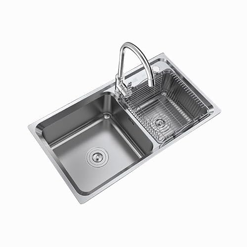 Sddpulse A Multi-Functional Stainless Steel Kitchen Sink With Soundproof Pad - Double Bowl, Large Capacity Vegetable Sink For Household Use,-78X43cm