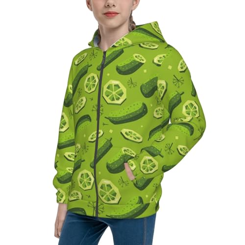 Pickles and Dill Kid Hoodies Boys Zip Up Sweatshirts Girls Pullover with Pocket