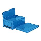 三甲(サンコー) 折りたたみコンテナボックス/サンクレットオリコン 【フタ付き】 P110B ブルー(青)【代引不可】 ds-1646901