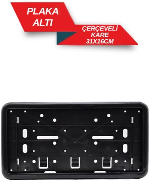 Plaka Altı Çerçeveli Kare Siyah Plakalık 32x17 cm | Kare Tasarım, Çerçeveli, Siyah Renk, Kolay Montaj, Araç Uyumlu