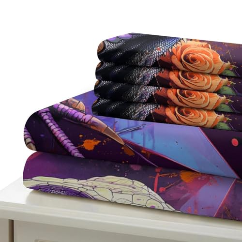Housse de couette lézard violet 3D en microfibre pour lit double de chambre d'ado - 7