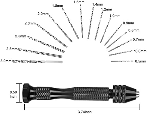 31 Pieces Hand Drill Bit Set with Precision Pin Vise Drill (0.5-3mm), Micro Twist Drill Bits for Delicate Manual Work, Electronic Assembling and Model Making, Drilling Holes, Woodworking Jewelry DIY