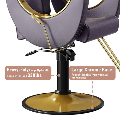Image of LOUVIXA Barber Chair, Salon Chair for Hair Stylist, Height Adjustable Hydraulic Hair Reclining Salon Chairs, 360 Degrees Rotation, Multi-Function Shampoo Chair for Barbershop (Purple)