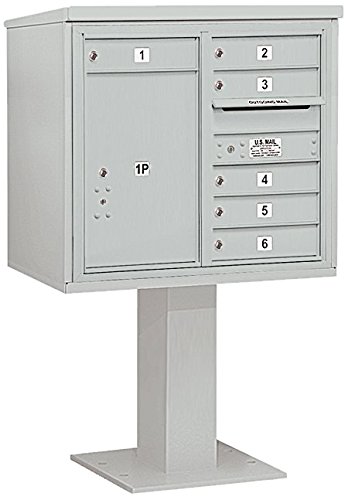 Salsbury Industries 3407D-06GRY 4C Pedestal Mailbox, Gray