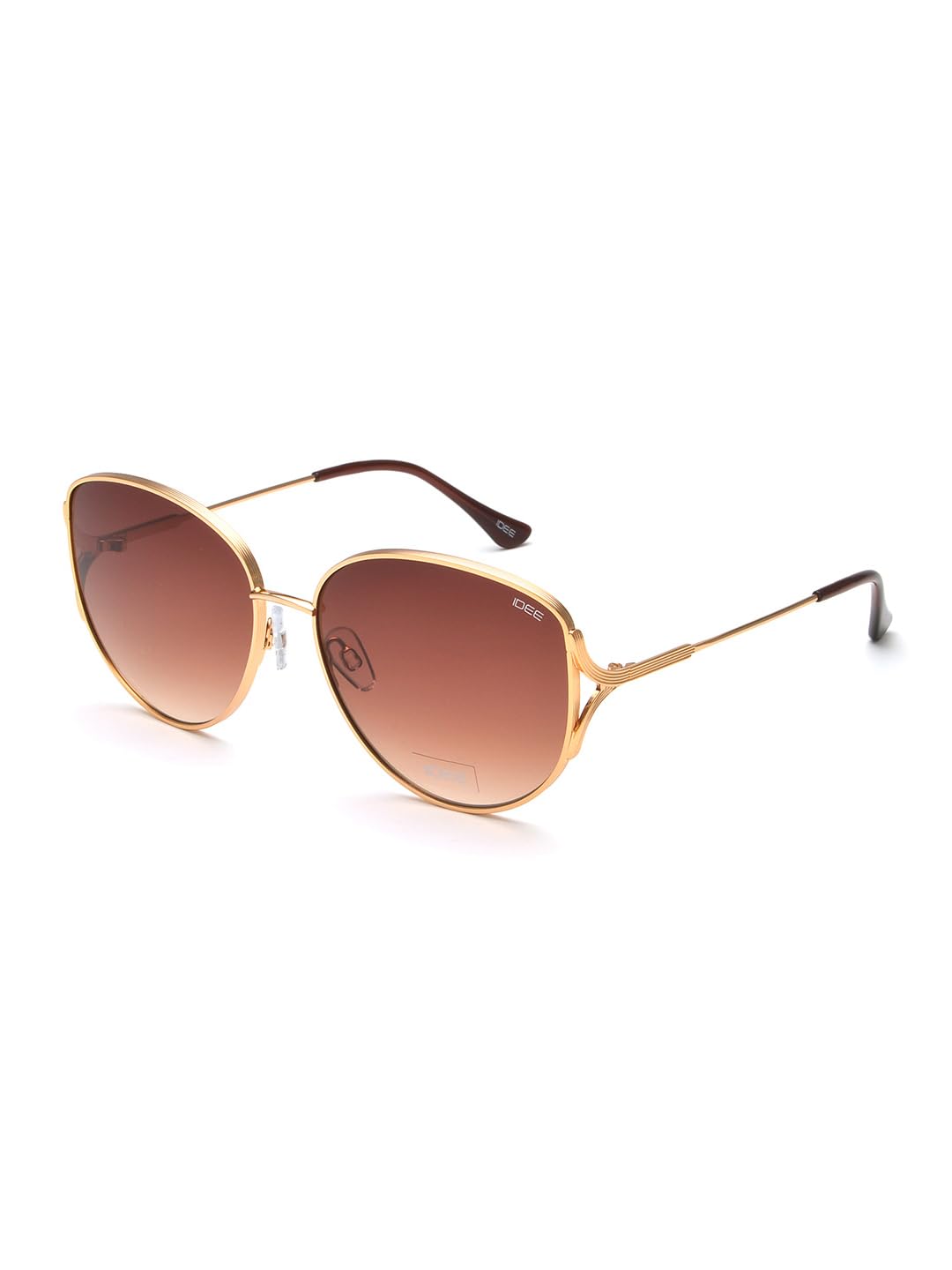 idee sunglasses| 100% UV protected | Gradient | Full Rim | Butterfly | Women | Large | Shiny Light Gold Alloy Metal Frame | Brown Gradient Polycarbonate Lens-picture-44