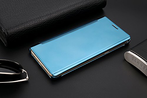 Shinetop For Samsung Galaxy Note 8 Case Cover, Fashion Plating Smart Clear View Window Mirror Case Pc Flip Phone Cover Slim Fit 360 Degree Full Body Shock Absorbent Protective Skin Shell - Blue #TOP2