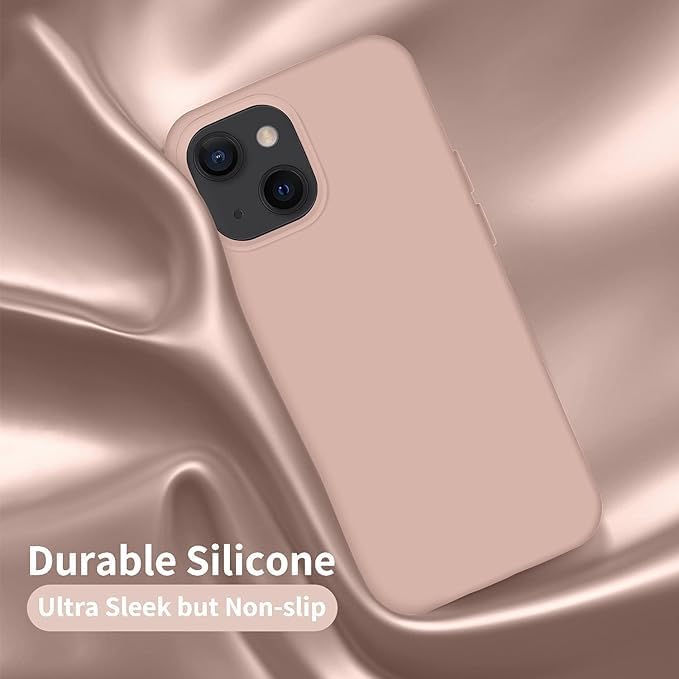 Image of Compatible with iPhone 15 Silicone Case, Slim Shockproof Protective Cover, Drop Protection and Camera Protection, MagSafe Compatible, Soft Microfiber Lining Inside (Pink)