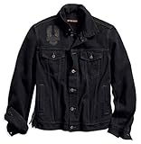 HARLEY-DAVIDSON Chaqueta de mezclilla ajustada para hombre con diseño de águila 98592-18VM - Negro - XX-Large