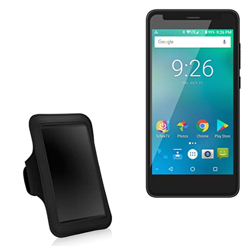 BoxWave Case Compatible with Schok Freedom Turbo - Sports Armband, Adjustable Armband for Workout and Running for Schok Freedom Turbo, Schok Freedom Turbo, Turbo XL - Jet Black