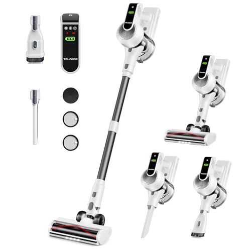 Cordless Vacuum Cleaner, Self-Standing 40Kpa 45Mins Vacuum Cleaners for Home, 8-in-1 Lightweight Stick Vacuum with Anti-tangle Wireless Vacuum for Carpet, Tile, Pet Hair, Hardwood Floors, Bl