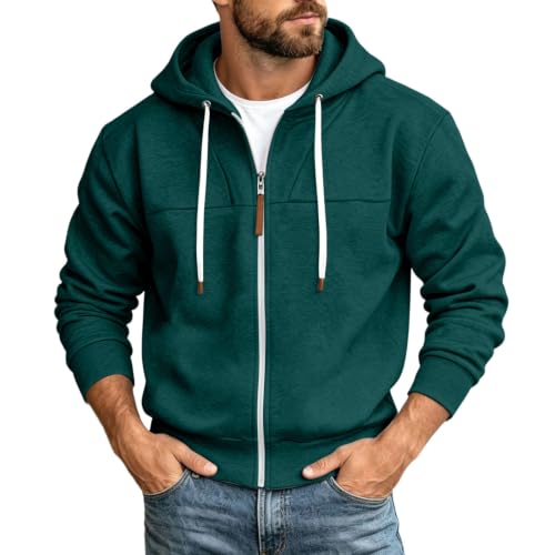 Mens Full Zip Hoodies Fashion Fleece Drawstring Hooded Sweatshirts Jackets - image 1