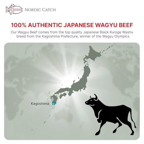 Nordic Catch Grade A5 Japanese Wagyu Steak Without Bone, Always Fresh Thick Cut, Skin-Packed 100% Authentic A5 Wagyu Steak from Kagoshima Reserve - Great Gift