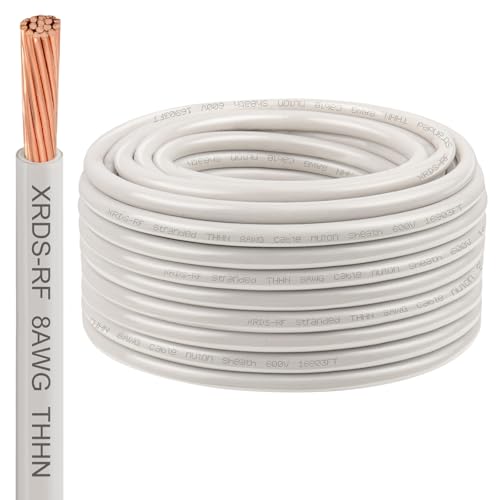 Image of 8AWG THHN Wire 75FT - Electrical Building Wire Stranded Bare Copper Conductor with PVC and Nylon Insulation, Heat and Oil Resistant Cable