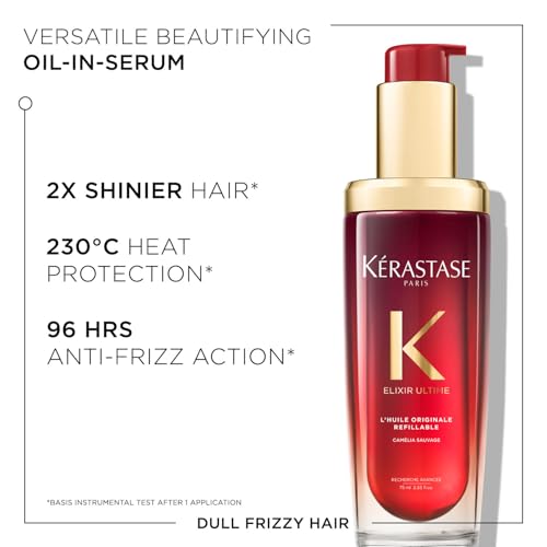 Image of Kerastase Elixir Ultime Hair Oil-In-Serum | 2X Shinier Hair | 96H Anti-Frizz Action | Infused with French Camellia, Marula & Wild Camellia Oils