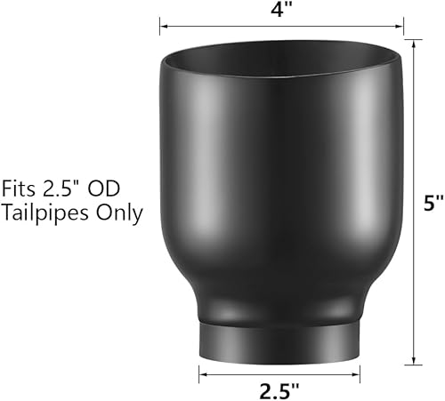 Miniatura 3 de A-KARCK Puntas de escape de doble pared, entrada de cromo negro de 2.5 pulgadas, punta de silenciador con revestimiento que nunca se decolora ni se