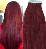 Hair Faux You 20 inch Tape in Hair Extensions Real Human Hair, 100g,40pcs, Glue in Extensions, Silky...