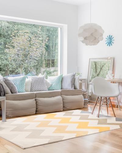 benuta Pop Teppich Dessert - Gelb 140x200 cm - Kunstfaser - Rechteckig & im Style: Zickzack, Hygge & Cozy, Minimalistisch, Scandi - Pflegeleicht für Wohnzimmer Schlafzimmer benuta Pop Teppich Dessert - Gelb 140x200 cm - Kunstfaser - Rechteckig & im Style: Zickzack, Hygge & Cozy, Minimalistisch, Scandi - Pflegeleicht für Wohnzimmer Schlafzimmer