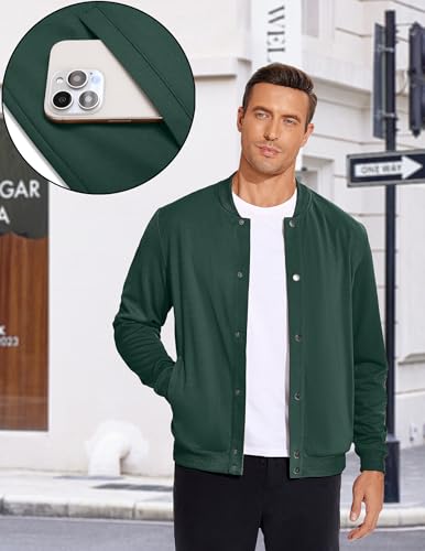 Image of COOFANDY Men's Casual Lightweight Jacket Baseball Letterman Snap Button Jacket