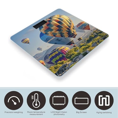 Báscula digital de baño Hot Air Balloons con plataforma amplia miniatura 3